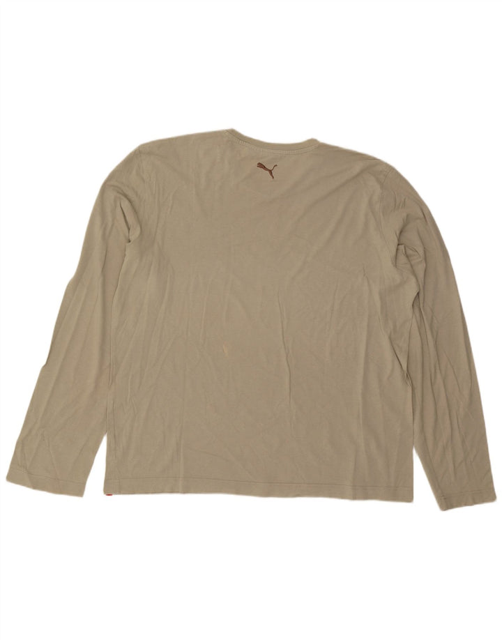 Puma Mens Graphic Top Manga Larga 2XL Algodón Beige