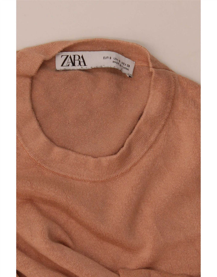 Zara Mujer Cuello Redondo Jersey Jersey UK 8 Small Marrón