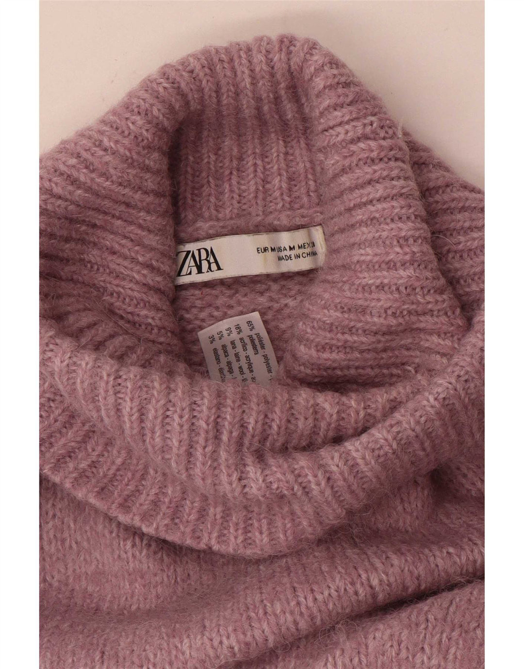 Zara - Jersey extragrande con cuello vuelto para mujer, talla 40, poliéster rosa medio