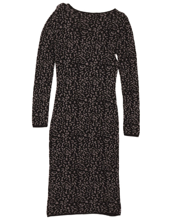 Vestido tipo jersey de manga larga para mujer Oasis UK 42 Medium Black Animal Print