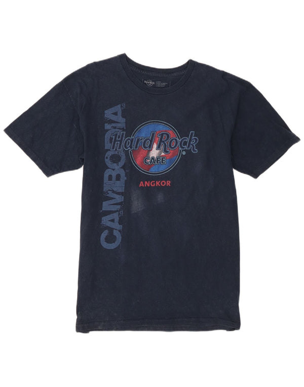 Hard Rock Cafe Mens Angkor Graphic Camiseta Top Grande Azul Marino Algodón