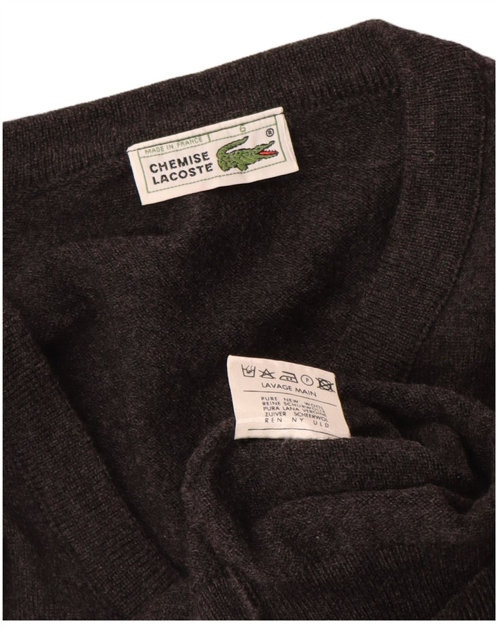 Lacoste Jersey con cuello en V para hombre Talla 6 XL Gris Lana virgen