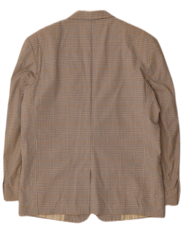 Stefanel Chaqueta tipo blazer de 2 botones para hombre IT 48 Algodón a cuadros beige mediano