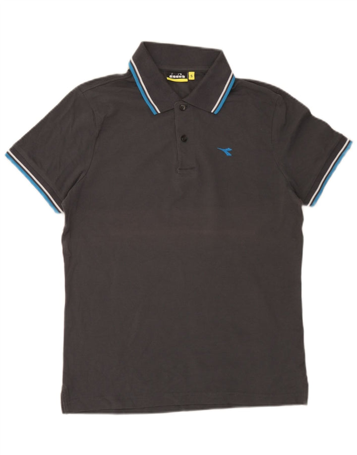 Diadora Polo Hombre De Algodón A Rayas Gris Pequeño