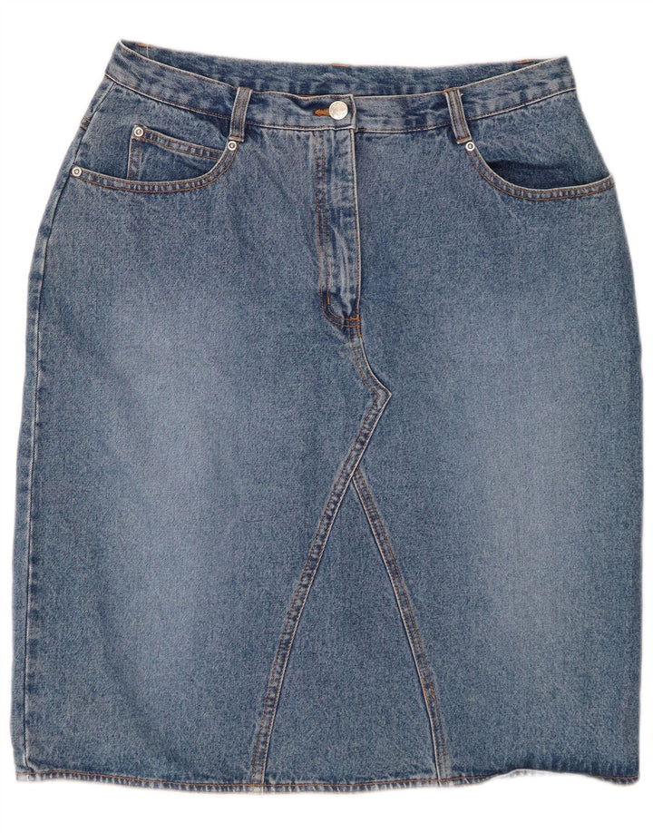 VINTAGE Falda vaquera de cintura alta para mujer Reino Unido 18 XL W32 Azul