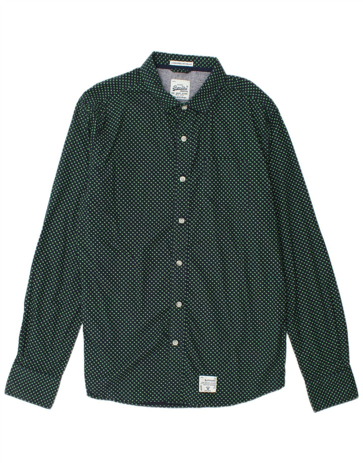 SUPERDRY Camisa gráfica para hombre 2XL Azul marino manchado