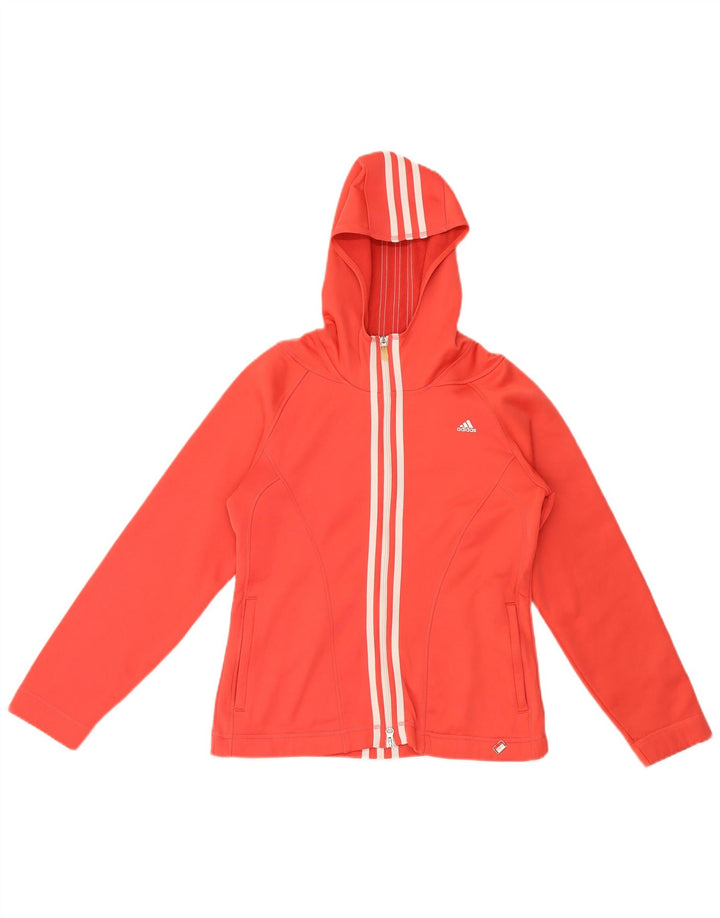 Adidas Climawarm Zip Sudadera con capucha para mujer Reino Unido 12 Medio Rojo Poliéster