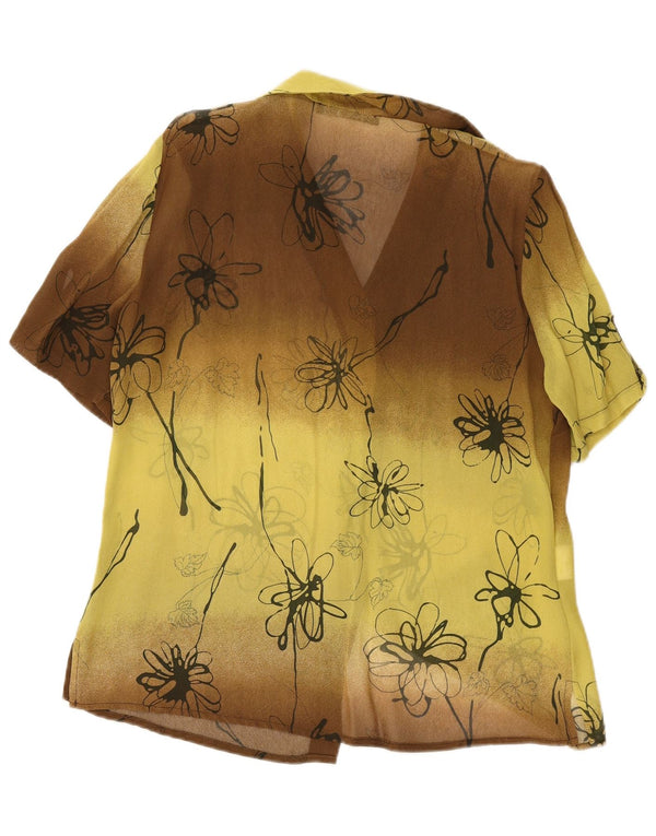 Giulia Galanti Blusa de manga corta para mujer UK 46 Grande Amarillo Floral