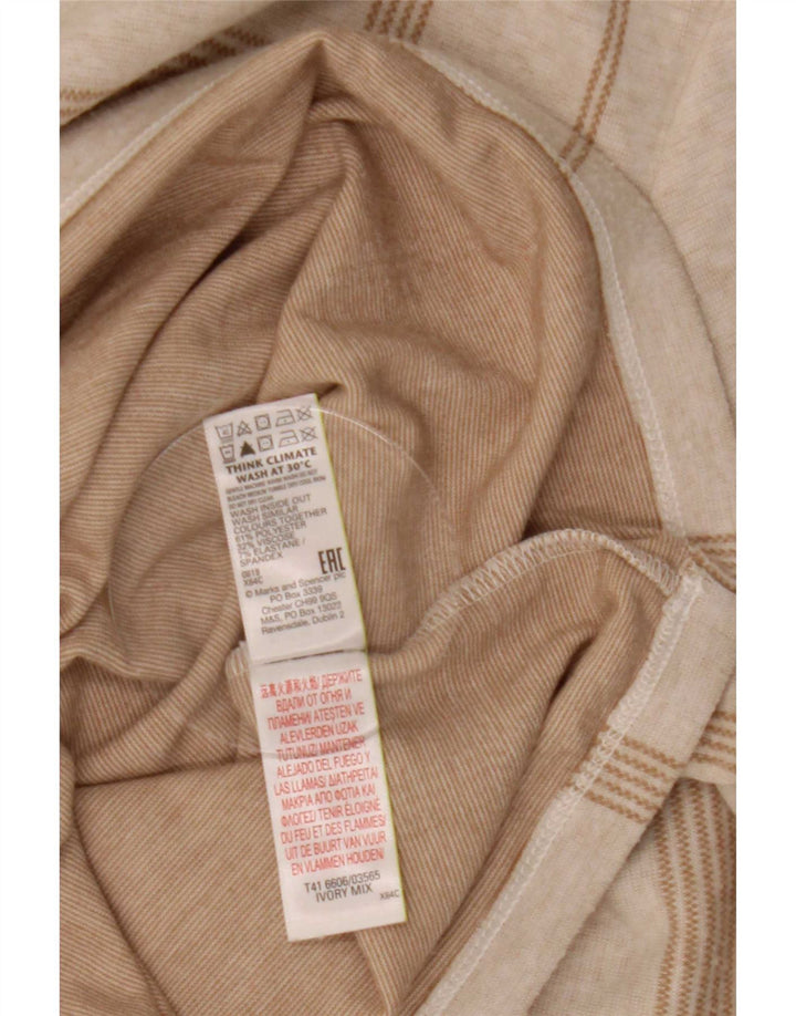 Marks & Spencer Top para mujer de manga larga UK 12 Medium Off White Check