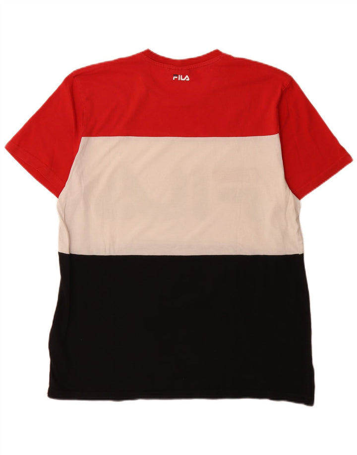 Fila Camiseta gráfica para hombre Top mediano de algodón con bloques de color multicolor