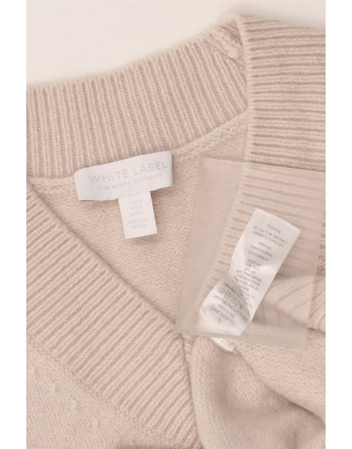 White Stuff - Jersey corto con cuello en V para mujer, talla grande, lana gris