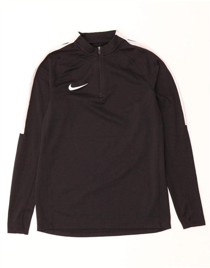 NIKE Hombre Dri Fit Zip Neck Pullover Chándal Top Mediano Negro Colorblock