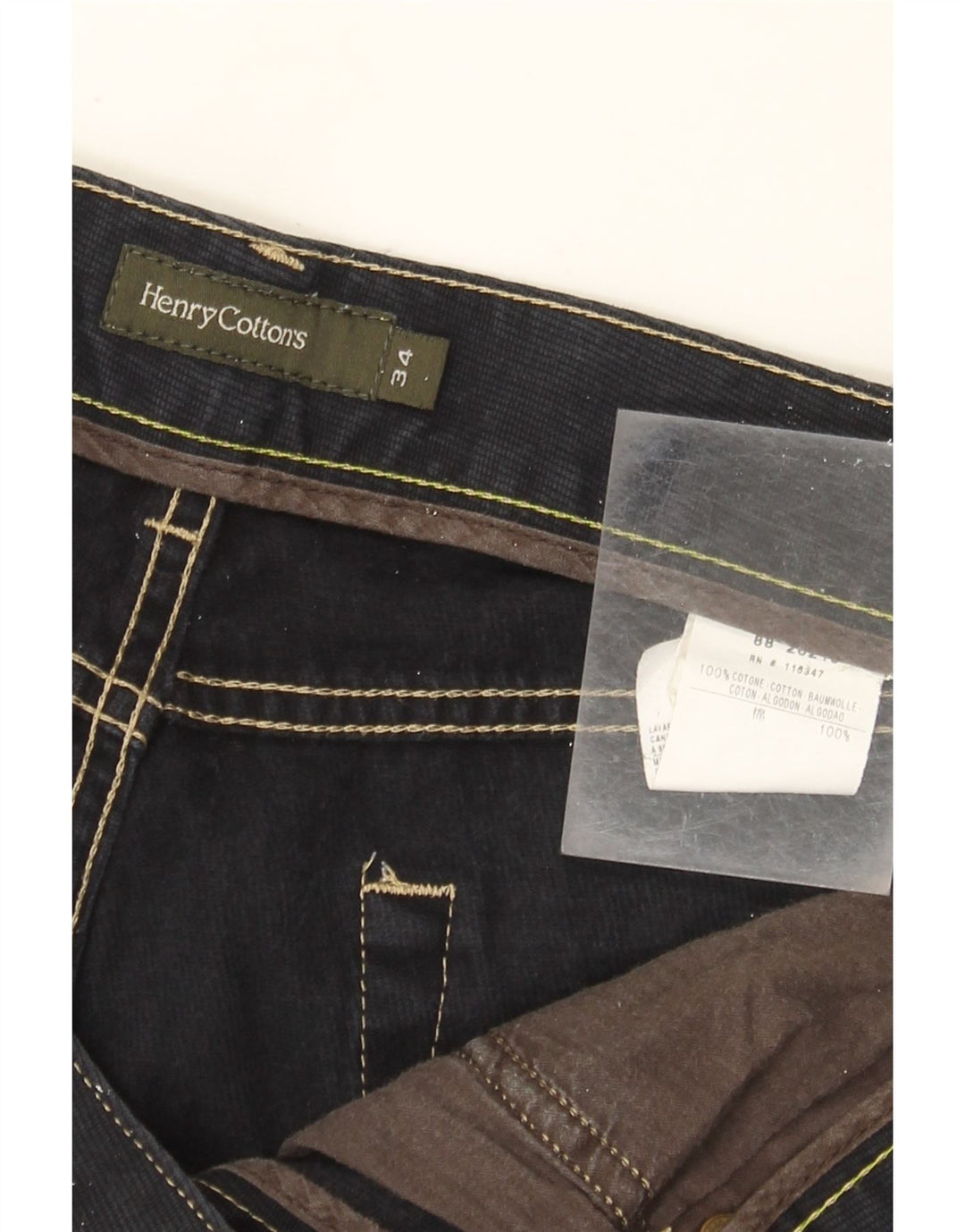 Henry Cottons Vaqueros rectos para hombre W34 L29 Algodón azul marino