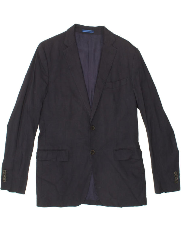 MASSIMO DUTTI Mens 2 Button Blazer Jacket UK 42 XL Navy Blue Viscose