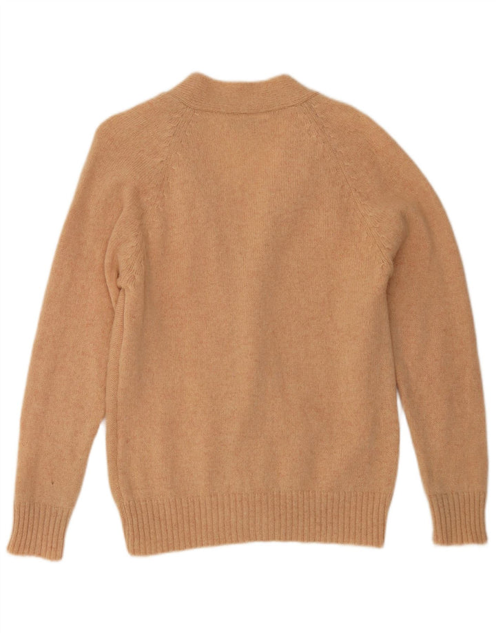 Vintage hombres Cardigan suéter grande beige Chevron