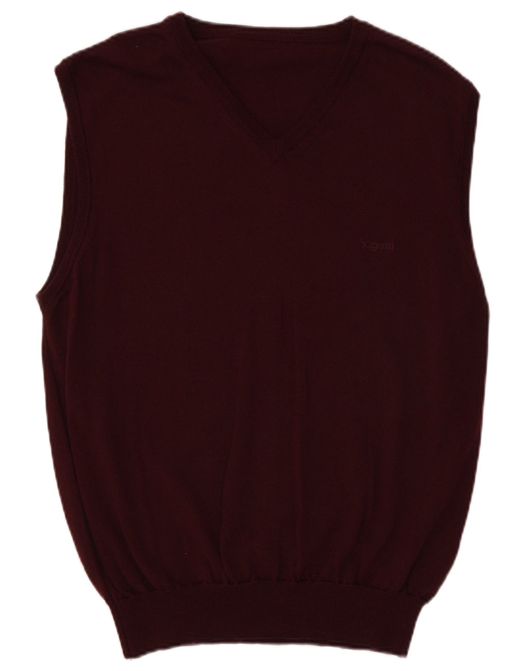 Bugatti Chaleco para hombre Camiseta sin mangas UK 40 Lana virgen burdeos mediana