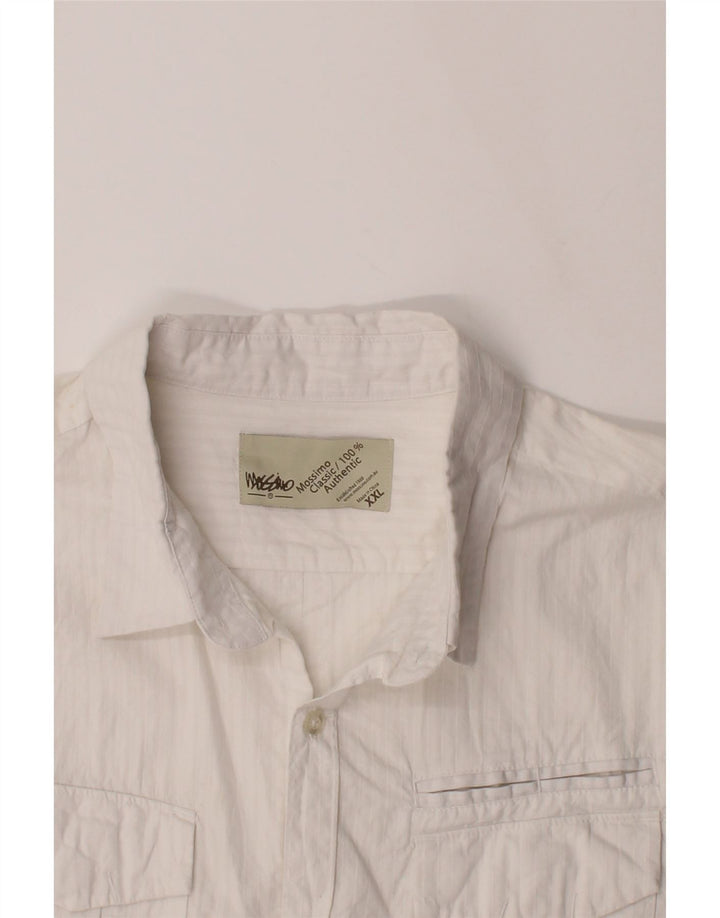 MOSSIMO Mens Short Sleeve Shirt 2XL White Striped Cotton Vintage Mossimo and Second-Hand Mossimo from Messina Hembry 