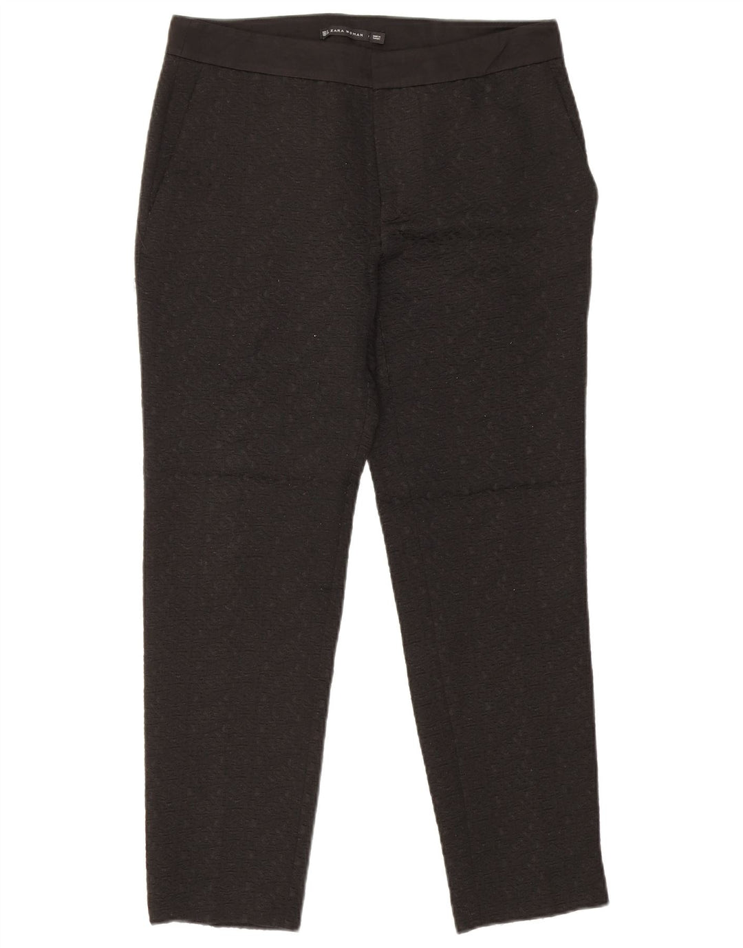 Zara Mujer Pantalón Chino Slim Medium W28 L27 Poliéster Geométrico Negro