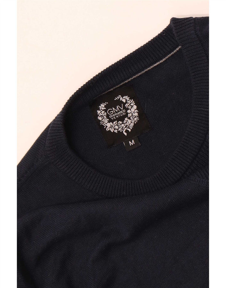Gianmarco Venturi Jersey de cuello redondo para hombre, color azul marino mediano