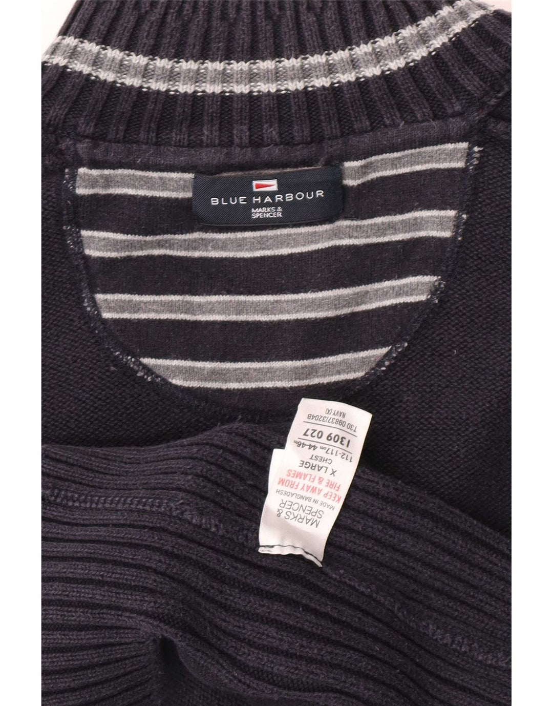 Marks & Spencer Jersey azul marino con cuello y botones para hombre XL Algodón azul marino