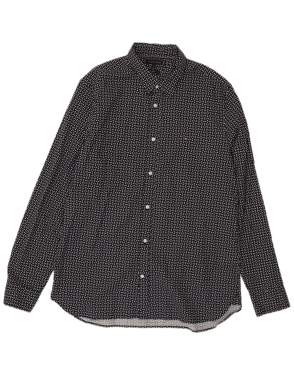 Camisa Tommy Hilfiger Hombre Slim Fit XL Algodón Moteado Negro