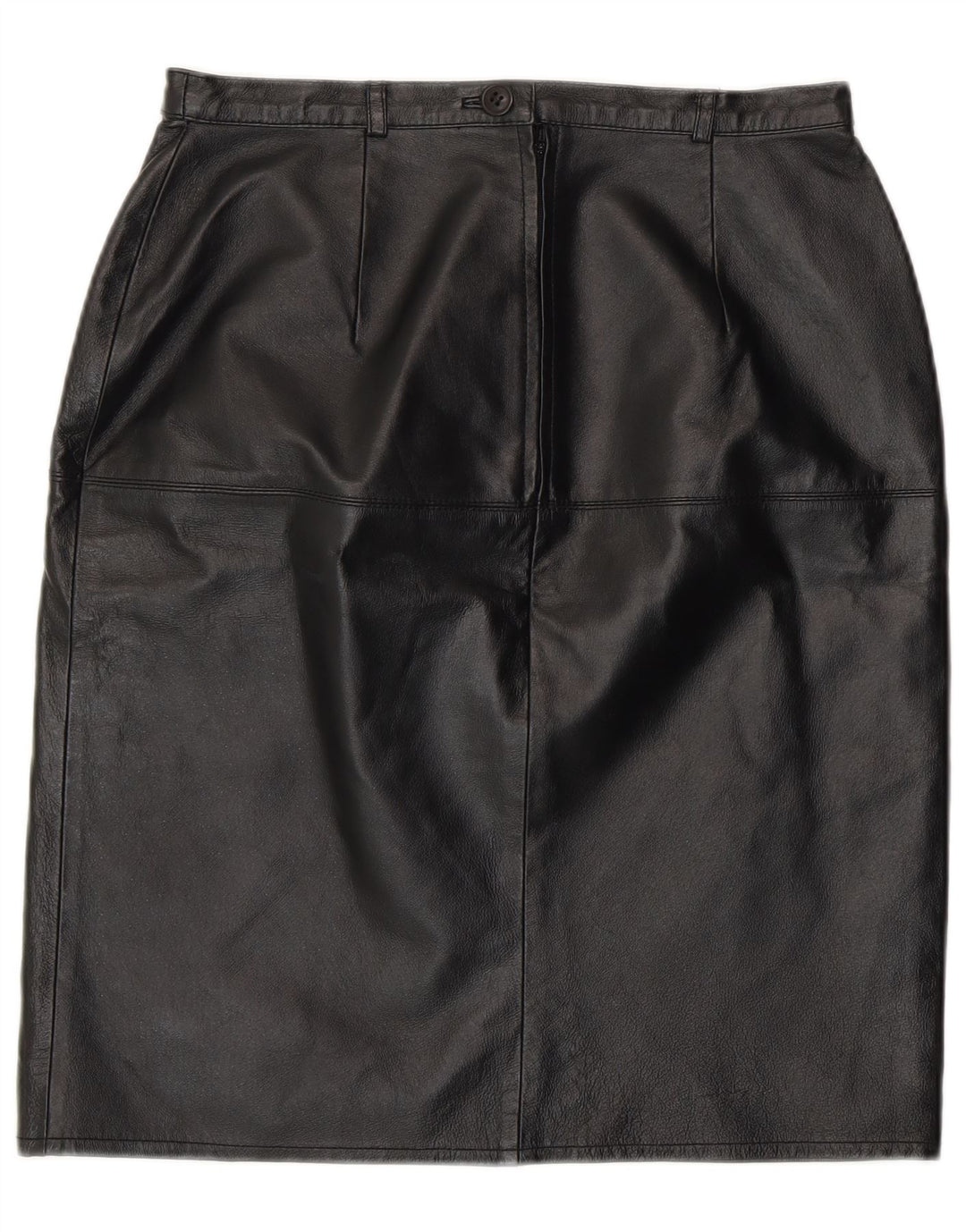 Falda lápiz de cuero vintage para mujer Reino Unido 12 Medio W28 Cuero negro