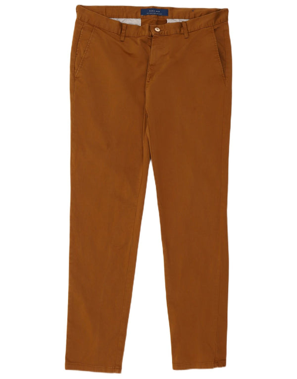 Zara Mens Slim Chino Pantalones EU 44 Large W34 L30 Marrón