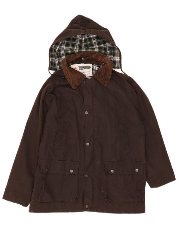 MLW Country Sport Chaqueta de algodón encerado con capucha para niño 13-14 años Algodón marrón