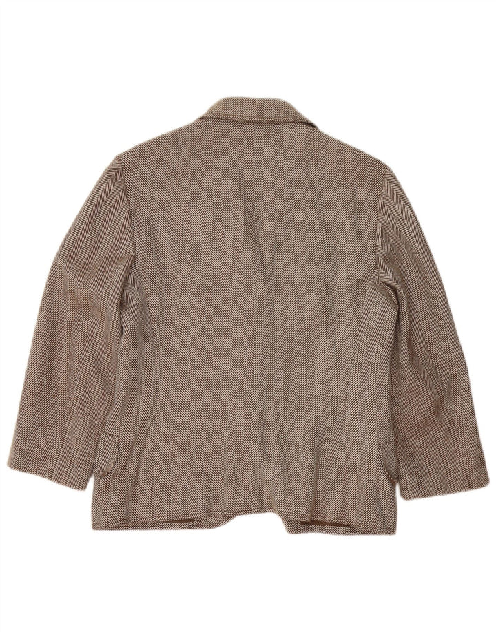 Genny Chaqueta Blazer de 3 Botones para Mujer UK 46 Grande Lana de Espiga marrón