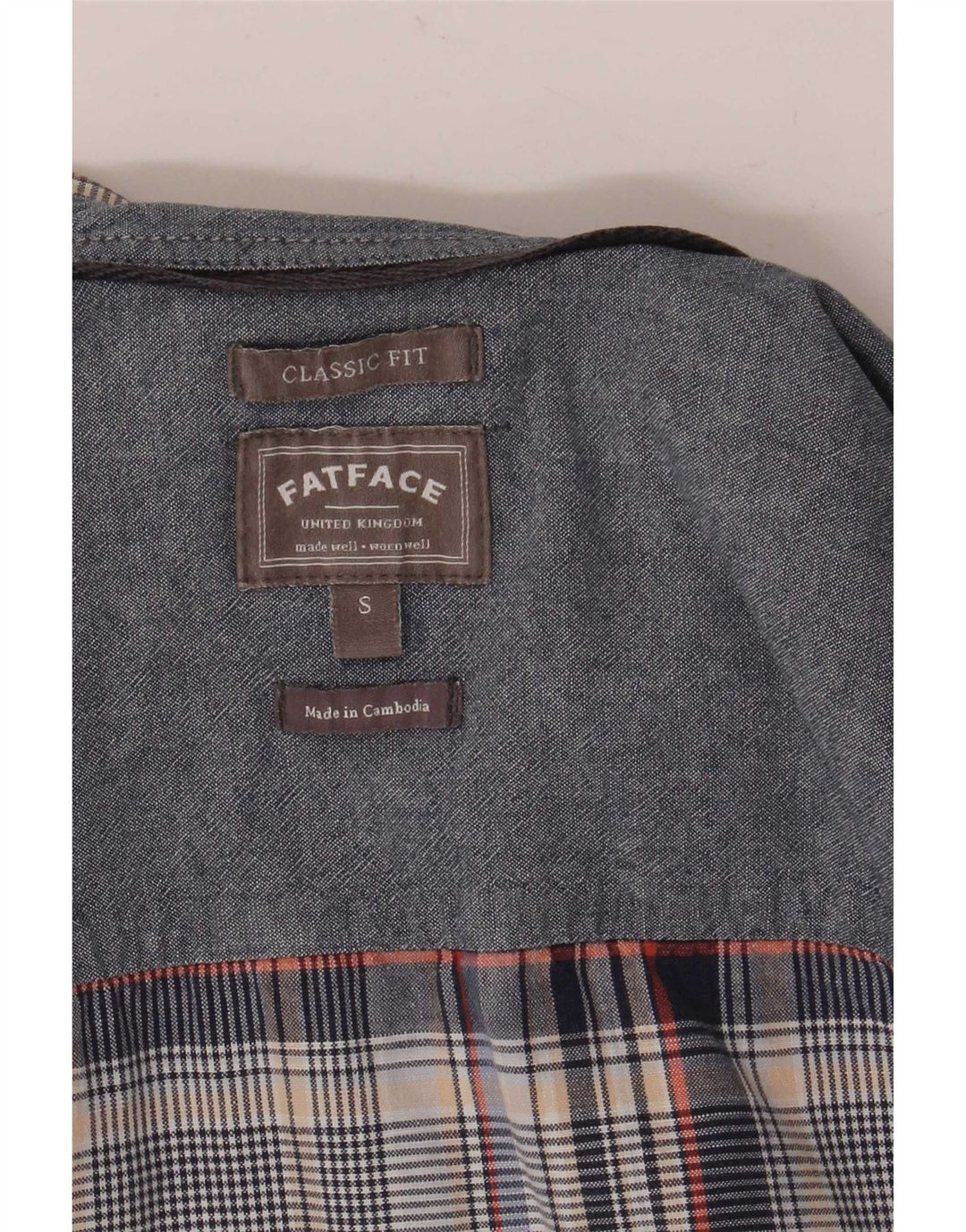 Camisa de corte clásico de manga corta para hombre de Fat Face, cuadros grises pequeños