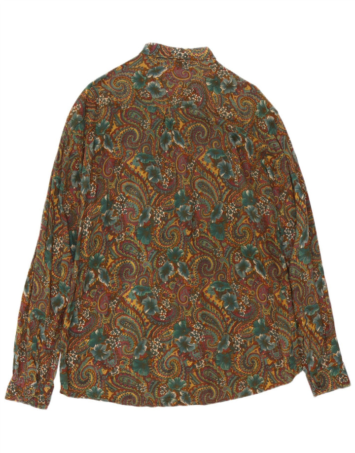 Camisa vintage para hombre grande caqui paisley