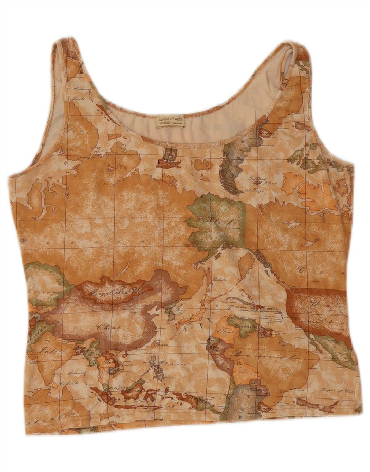 ALVIERO MARTINI Top corto sin mangas Voyages para mujer IT 48 XL Beige Geométrico