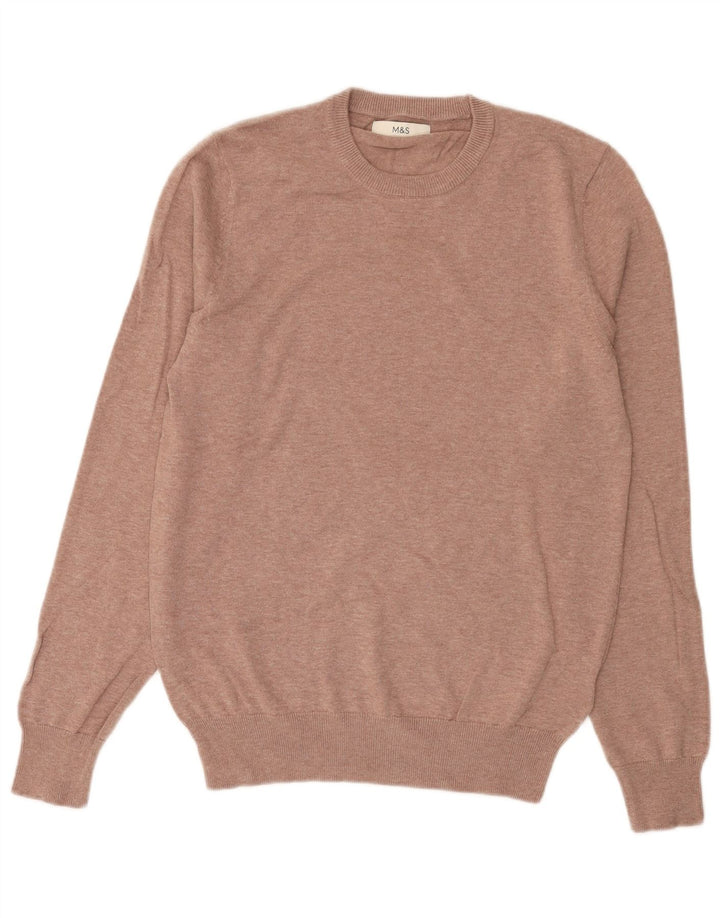 Marks & Spencer Jersey de cuello redondo para hombre de algodón rosa medio