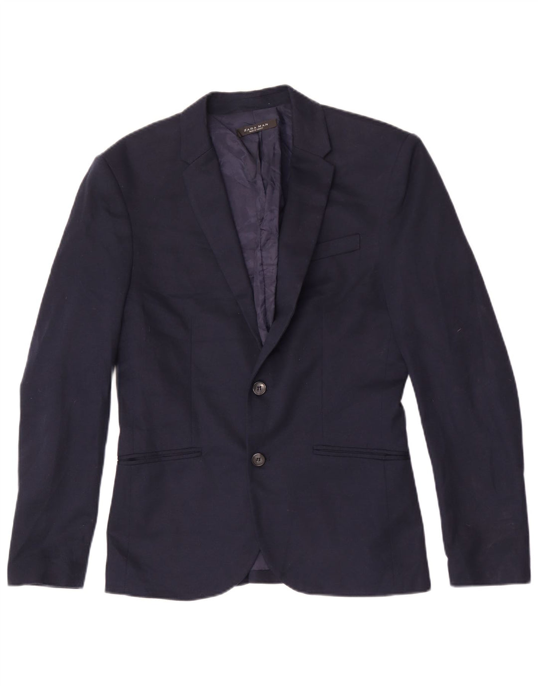 Zara Chaqueta tipo blazer de 2 botones para hombre UK 38 Mediano Azul marino Poliéster
