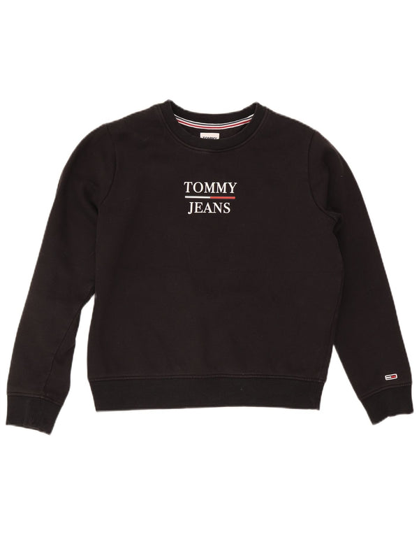 Tommy Hilfiger Sudadera de gran tamaño con gráfico para mujer UK 10 Small Black