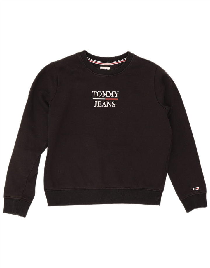 Tommy Hilfiger Sudadera de gran tamaño con gráfico para mujer UK 10 Small Black