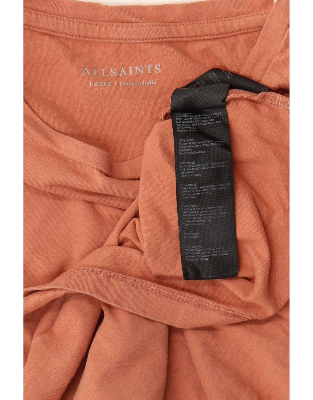 Camiseta All Saints para hombre, talla grande, algodón marrón