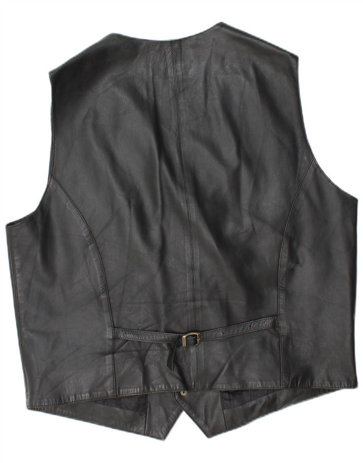 Chaleco de cuero vintage para hombre 2XL cuero negro