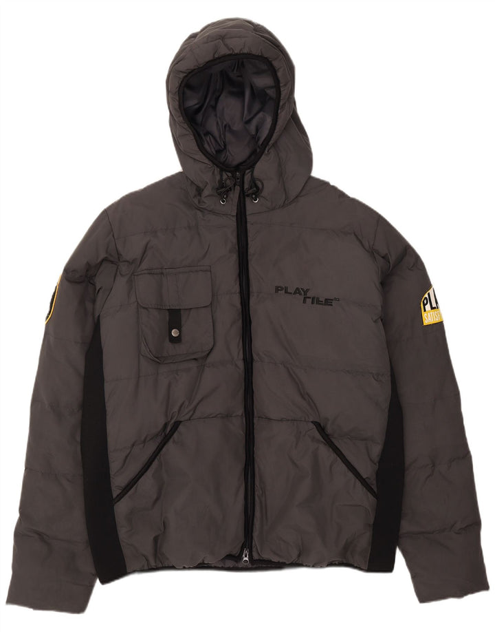 Playlife Chaqueta acolchada con capucha para hombre UK 44 2XL Gris Colorblock Poliéster