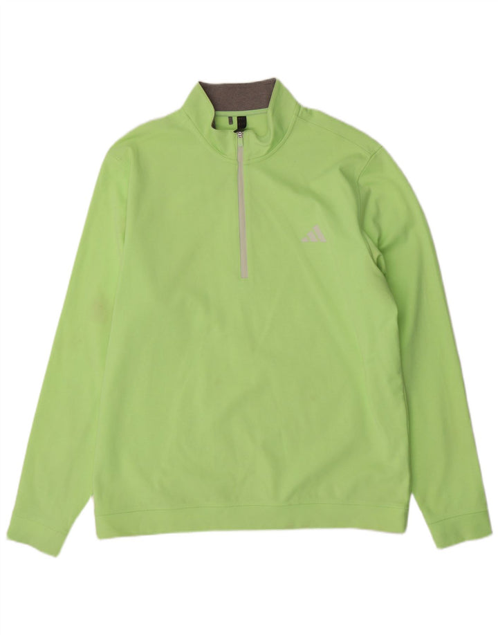 Adidas - Chándal con cremallera y cuello para hombre, talla grande, poliéster verde