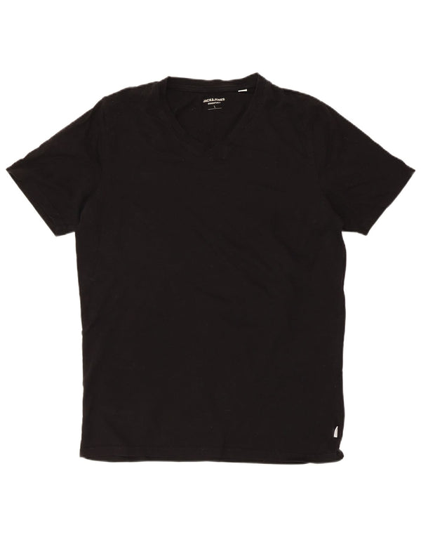 JACK & JONES Hombre Camiseta Top Grande Negro Algodón