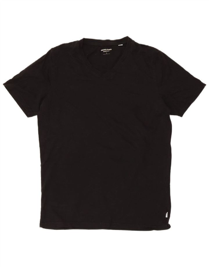JACK & JONES Hombre Camiseta Top Grande Negro Algodón
