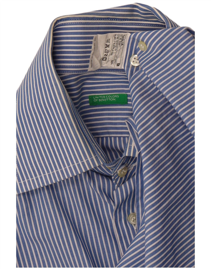 Camisa Hombre BENETTON Algodón Rayas Azul Medio