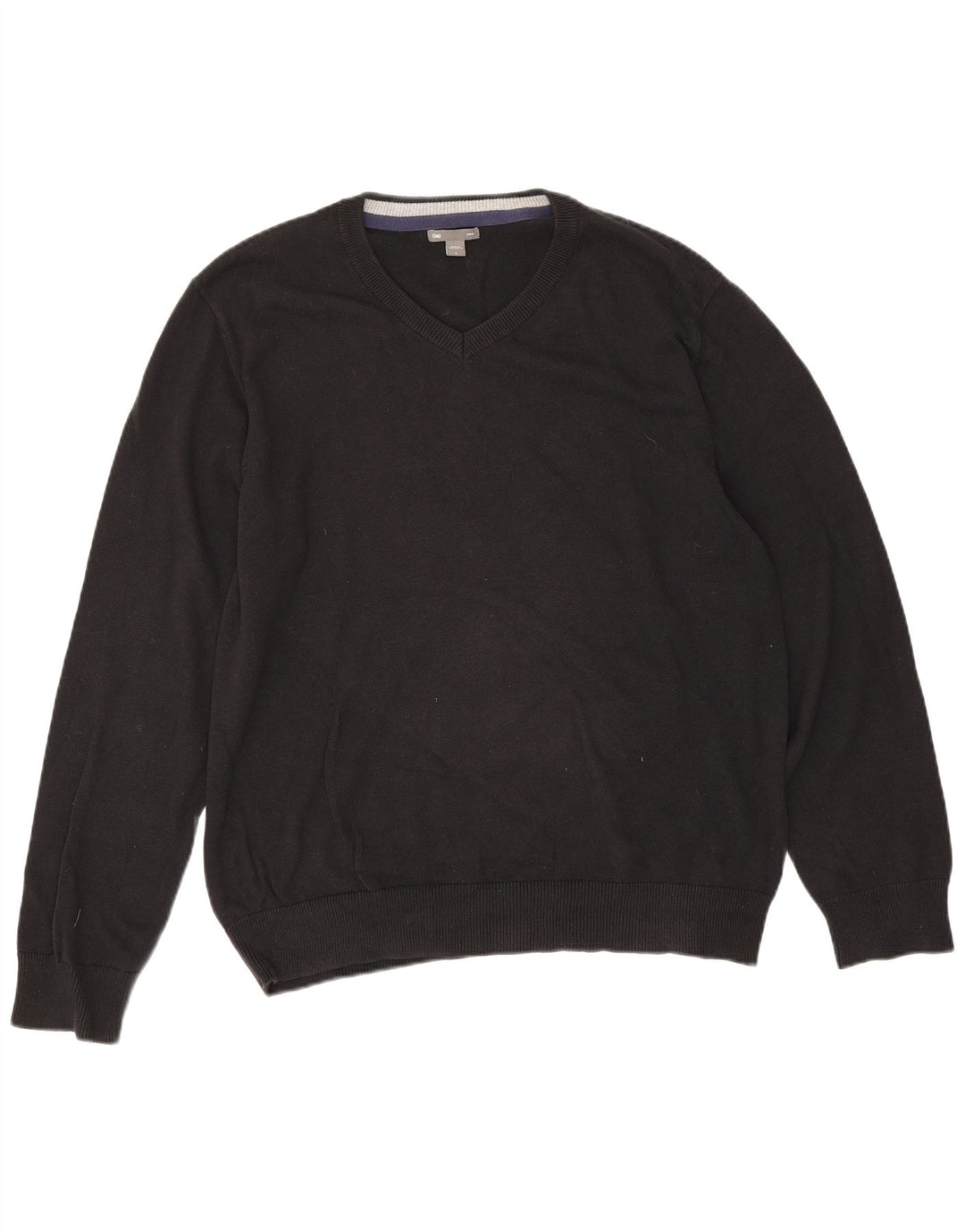 Gap Jersey con cuello en V para hombre, talla grande, algodón negro