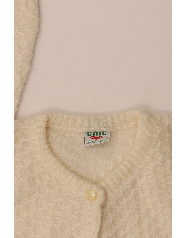 Vintage mujer Cardigan suéter Reino Unido 10 pequeño apagado blanco