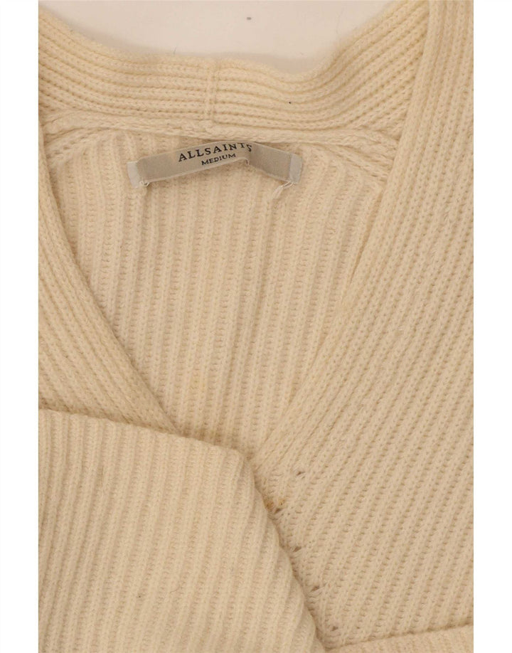 All Saints Suéter tipo jersey de gran tamaño con cuello en V para mujer UK 14 Medium Off White