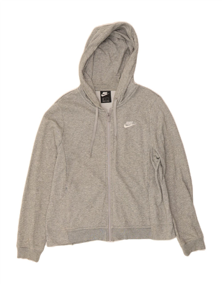 NIKE Womens Zip Hoodie Sweater UK 14 Medium Grey Cotton Vintage Nike and Second-Hand Nike from Messina Hembry 