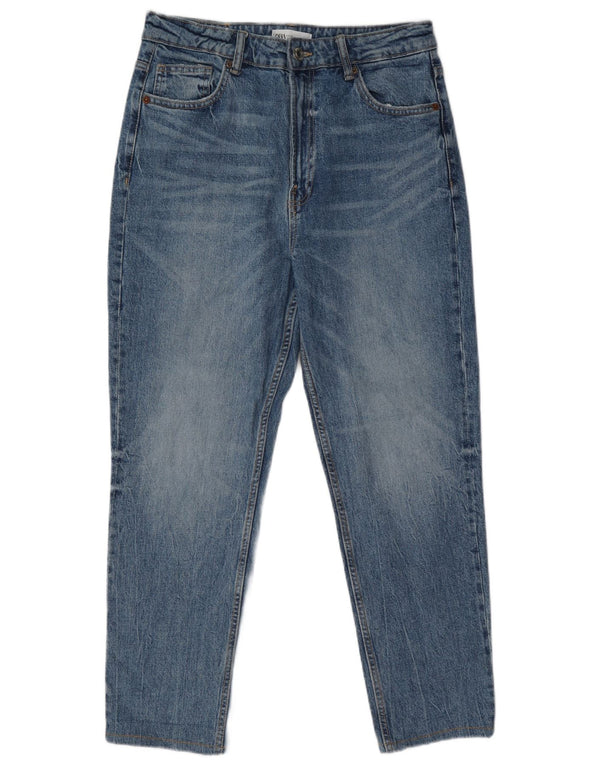 Zara Jeans cortos cónicos de talle alto para mujer EU 40 Medium W30 L26 Algodón azul