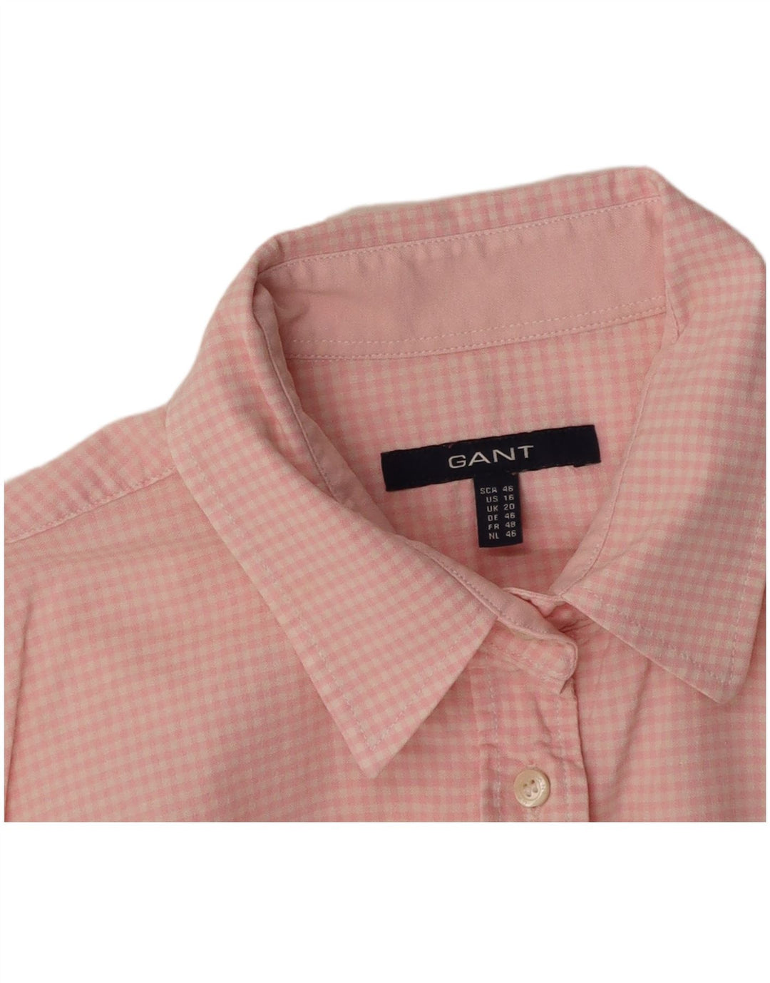 GANT Camisa de manga corta para mujer UK 40 Large Pink Gingham