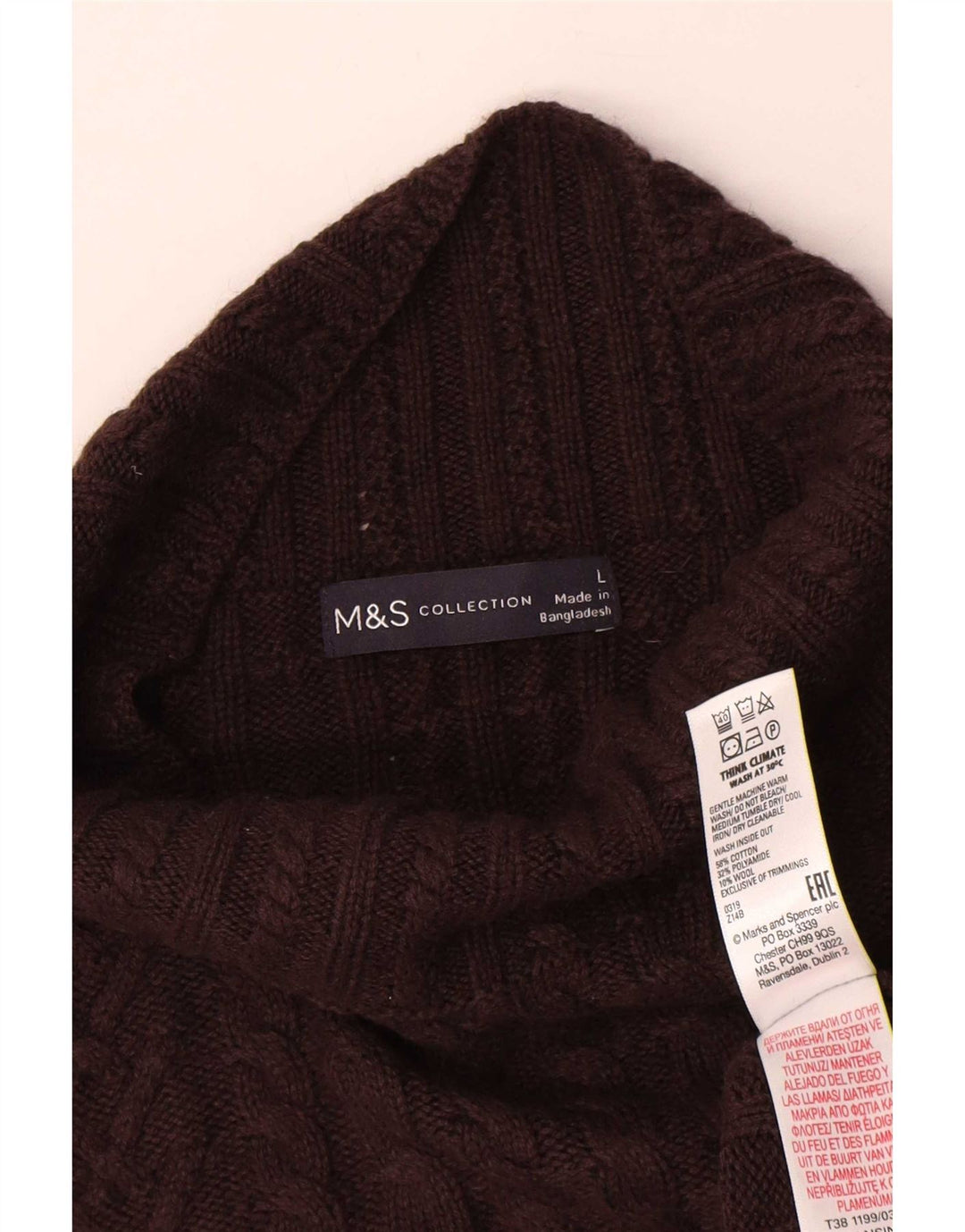 Marks & Spencer Suéter con Cuello Alto para Mujer UK 46 Grande Marrón